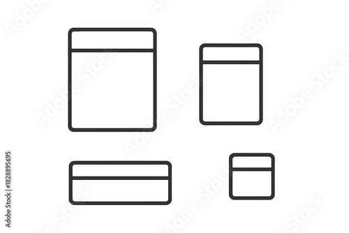 Set of four window frame icons showing different aspect ratios for UI design