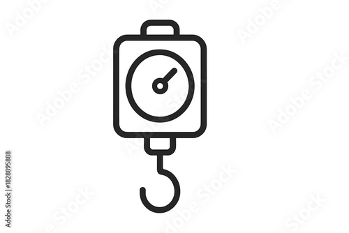 Outline symbol of a portable spring scale or crane scale with a measurement dial