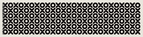  Mid century modern circles pattern in black and white. Graphical illustration for a unique banners, textiles and home décor.