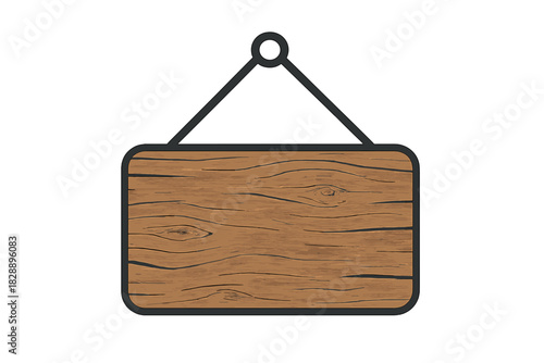 Blank wooden hanging sign template with rounded corners and natural wood grain texture
