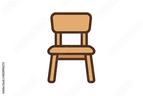 Flat design style minimalist wooden chair furniture object for modern home interior decoration