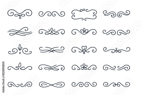 Elegant vintage ornamental dividers, calligraphic flourishes, and decorative text separators