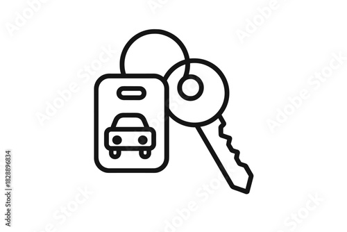 Modern car key and remote control fob secured on a keyring for vehicle security