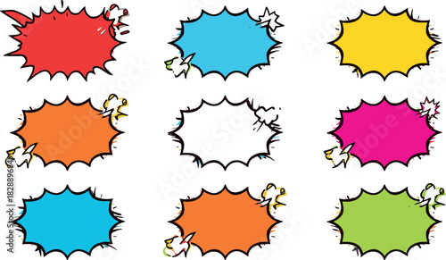 Colorful starburst speech bubbles or price tags