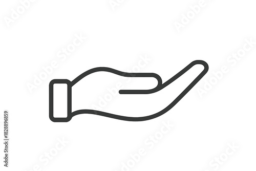 Minimalist open hand gesture outline symbolizing giving, receiving, help, or assistance