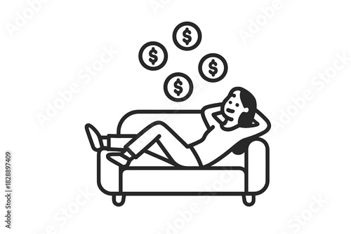Person relaxing on a sofa while earning passive income representing financial freedom concept
