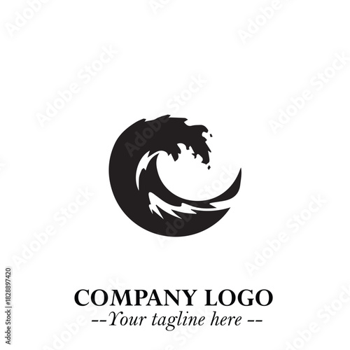 Elegant Black Wave Logo Symbol on a Clean White Background for Modern Minimalist Branding Design Art