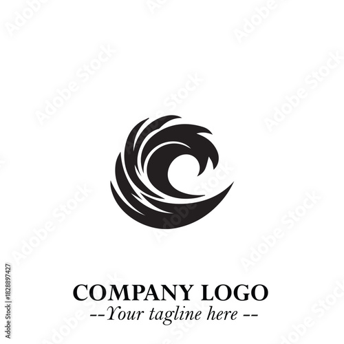 Elegant Black Wave Logo Symbol on a Clean White Background for Modern Minimalist Branding Design Art