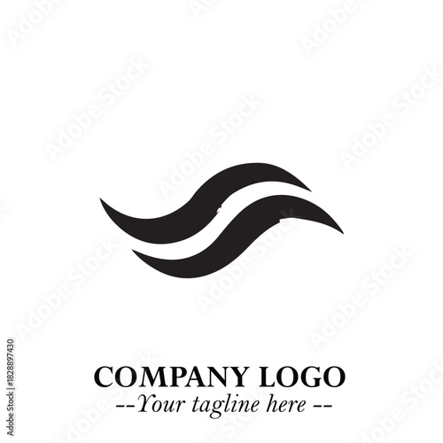 Elegant Black Wave Logo Symbol on a Clean White Background for Modern Minimalist Branding Design Art