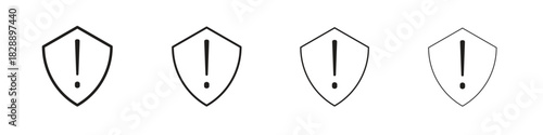 Shield exclamation icons. premium symbol. Vector sign icon logo template.