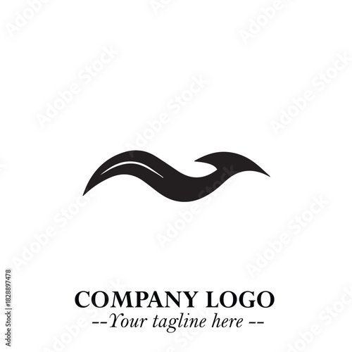 Elegant Black Wave Logo Symbol on a Clean White Background for Modern Minimalist Branding Design Art