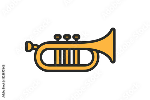 Brass trumpet musical instrument used in jazz and classical music performance