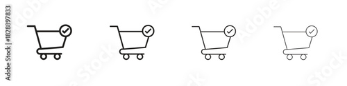 Shopping cart check icons. premium symbol. Vector sign icon logo template.