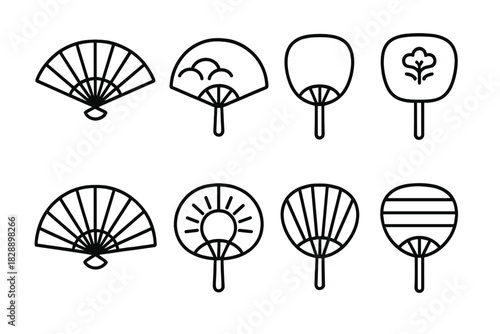 Traditional Japanese and Asian hand fans featuring folding fans and uchiwa with cultural patterns