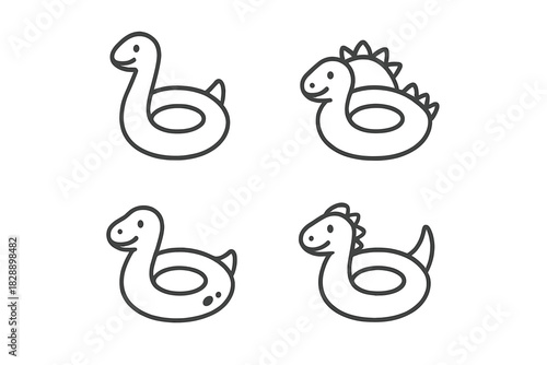 Cute inflatable pool floats featuring swan and dinosaur shapes for summer fun