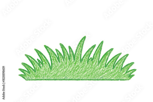 Isolated patch of bright green lawn grass with a childlike drawing style