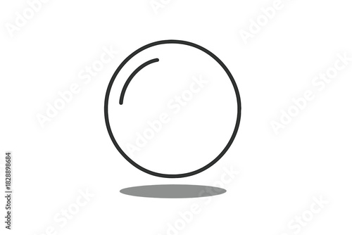 Minimalist outline sphere or bubble casting a subtle shadow on a clean white background