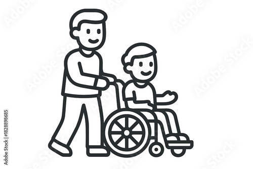 Caregiver pushing person in wheelchair symbolizing disability support and accessibility