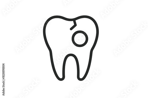 Simple damaged molar tooth showing visible decay and a crack suitable for dental health concepts