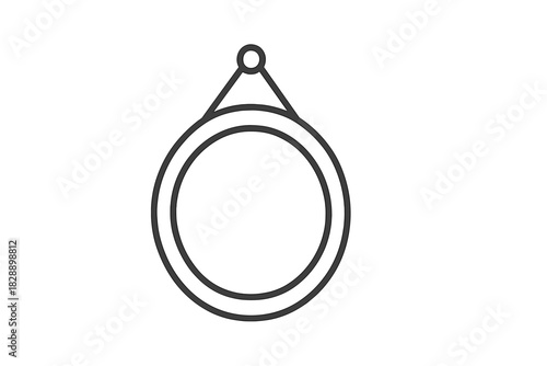 Minimalist round hanging picture frame or decorative mirror design element