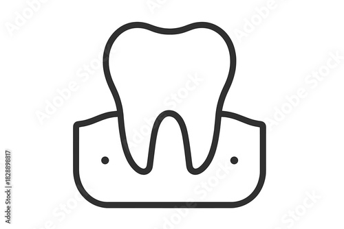 Simple outline graphic showing a healthy molar tooth structure embedded in the gum line