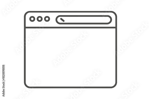 Minimalist outline icon of a generic web browser window interface with search bar and navigation controls