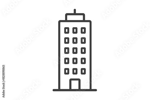 Simple outline of a modern high-rise building or residential apartment tower
