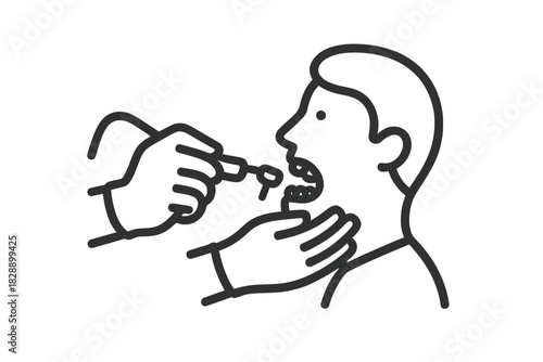 Doctor performing an oral swab test on a person for diagnosis of sickness or virus