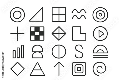 Abstract geometric shapes and symbols collection for modern design and user interface icons
