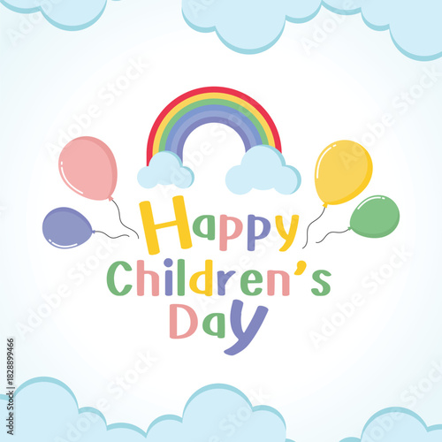 Cute Happy Children's Day Message Vector Illustration