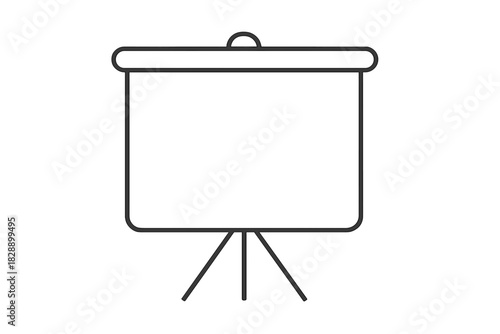 Presentation screen on a tripod stand for business meetings and education purposes