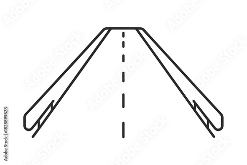 Minimalist highway road icon with perspective view and dashed center line leading into the distance