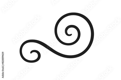 Black decorative swirl element for design projects and ornamental borders