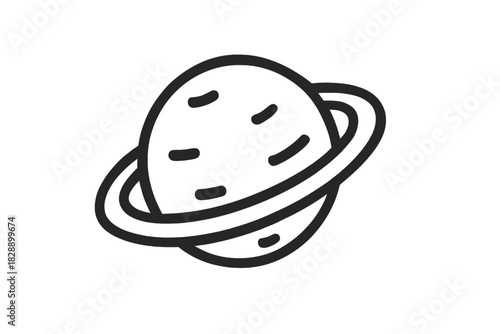 Simple outline graphic of a ringed planet used as a symbol for space and astronomy concepts