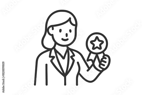 Professional holding star award medal symbolizing achievement and quality service