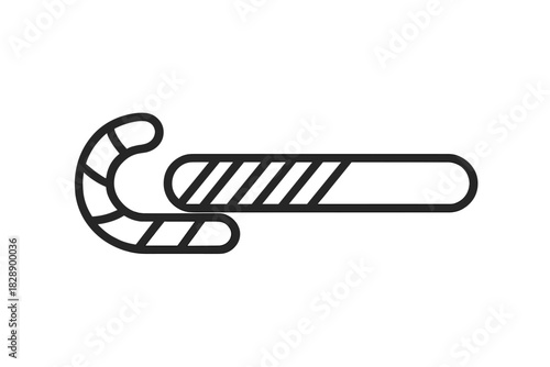 Minimalist outline combining a festive candy cane shape with a digital loading progress bar