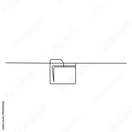 
File folder, continuous one-line drawing, minimalist outline vector illustration
