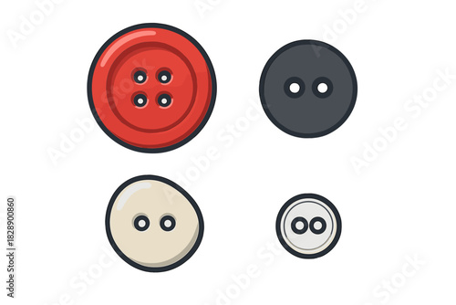 Variety of colorful sewing buttons in different sizes and colors for fashion and tailoring