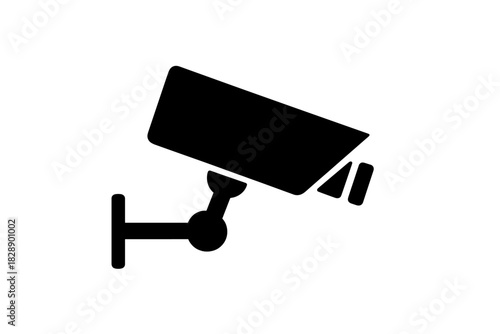 Black silhouette of a wall-mounted surveillance camera for security and monitoring systems