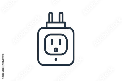 Electrical power adapter icon with US standard outlet and plug prongs for charging devices