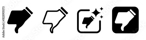 Thumb down icon illustration in black on transparent background showing a negative not okay gesture as a clean vector design