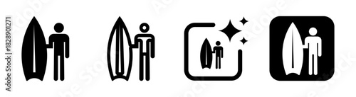 Surfing icon illustration in black on a transparent background as a clean sea identification vector design