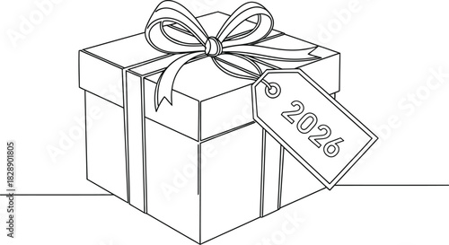 black and white gift box with tag clip art preview