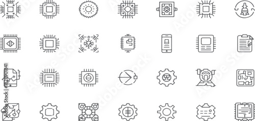microchip, processor, cpu icon, integrated circuit, semiconductor, technology, line art, outline icon, engineering, computer hardware, circuitry, electronic component, digital technology, tech icons, 