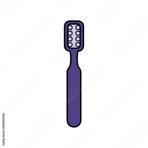 Purple Toothbrush Flat Vector Art Minimalist Clean Sticker Style 2D Simple Illustration on Pure White Background for Dental Hygiene Concepts