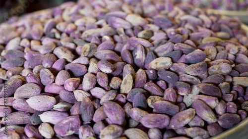 Close up view of raw pistachios.