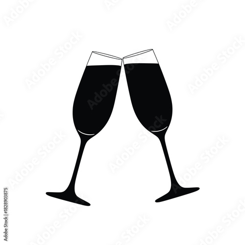 Champagne glasses clinking silhouette