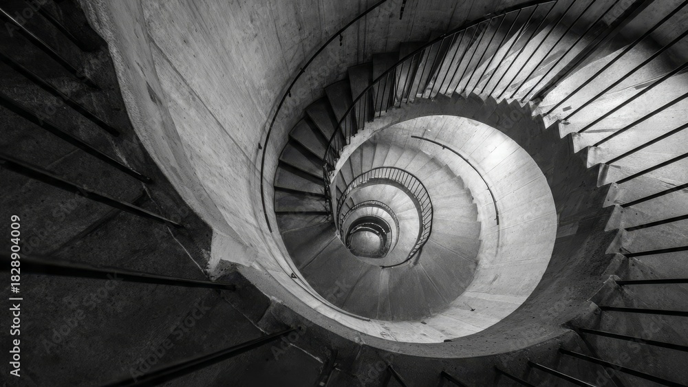 Fototapeta premium Spiral Staircase Leads Downward in Circular Design