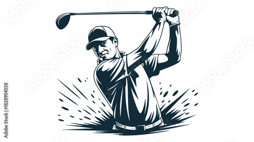 Dynamic golfer's swing artwork