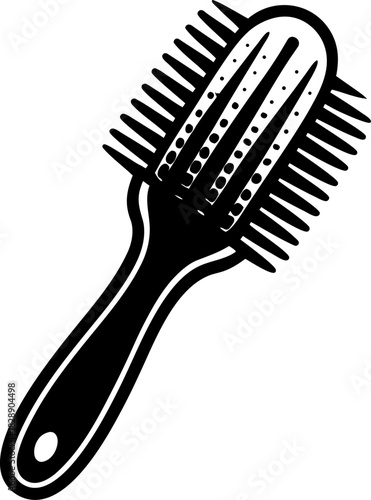 Stylized Illustration of a Paddle Brush A Grooming Tool With a Handle and Bristles for Detangling and Smoothing Hair